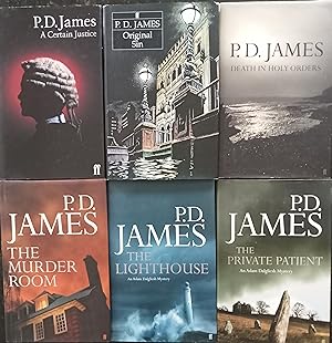 Seller image for 6 Adam Dalgliesh Novels, 1st editons, A Certain Justice; Original Sin; Death in Holy Orders; The Murder Room; The Lighthouse; The Private Patient for sale by Wyseby House Books