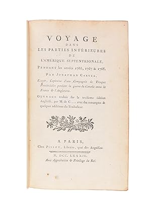 Bild des Verkufers fr Voyage dans les parties intrieures de l'Amrique Septentrionale, pendant les annes 1766, 1767 & 1768 zum Verkauf von Maggs Bros. Ltd ABA, ILAB, PBFA, BA