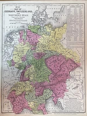 Seller image for No. 20, Map of Germany, Switzerland, and Northern Italy. Engraved to Illustrate Mitchell's School and Family Geography for sale by Stephen Peterson, Bookseller