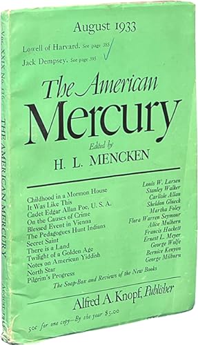 Seller image for The American Mercury August 1933 for sale by Carpetbagger Books