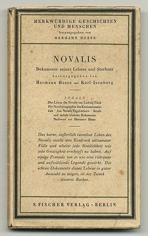 Imagen del vendedor de Novalis: Dokumente seines Lebens und Sterbens a la venta por Between the Covers-Rare Books, Inc. ABAA