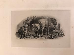 Proof of an American Bank Note: A horse is being shoed - Druckprobe für Amerikanische Banknote: e...