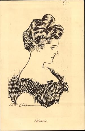 Image du vendeur pour Knstler Ansichtskarte / Postkarte Bessie, Portrait einer jungen Frau, Gibson Girl mis en vente par akpool GmbH