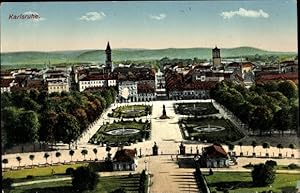 Ansichtskarte / Postkarte Karlsruhe in Baden, Blick auf den Stadtgarten und die Stadt