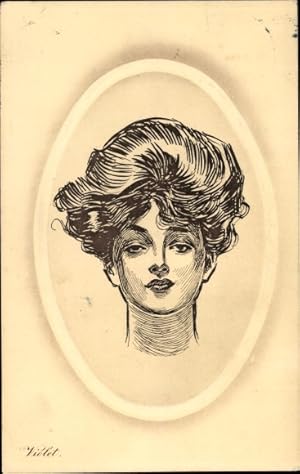 Image du vendeur pour Knstler Ansichtskarte / Postkarte Violet, Portrait einer jungen Frau, Gibson Girl mis en vente par akpool GmbH