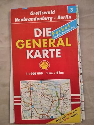 Generalkarte 3/6 - Greifswald, Neubrandenburg, Berlin, Braunschweig, Schwerin, Brandenburg 1:200000.