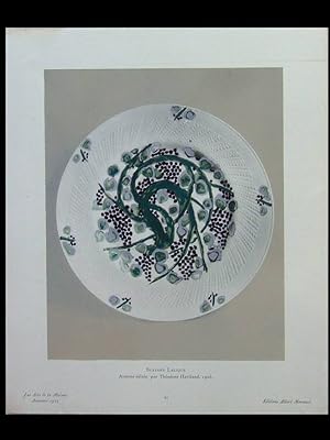 SUZANNE LALIQUE, ASSIETTE EDITEE PAR HAVILAND, ART DECO - 1925 - POCHOIR