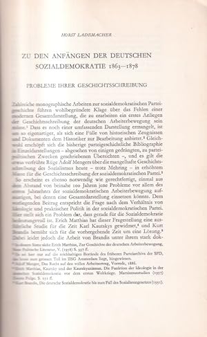Seller image for Zu den Anfngen der Deutschen Sozialdemokratie 1893 - 1878 for sale by Clivia Mueller