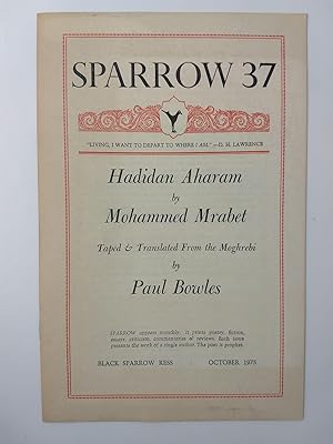 Seller image for HADIDAN AHARAM; SPARROW 37 for sale by Blackwood Bookhouse; Joe Pettit Jr., Bookseller