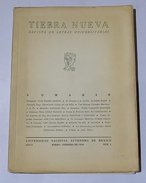 TIERRA NUEVA . Revista bimestral de letras universitarias. Ano I Enero - Febrero .No. 1