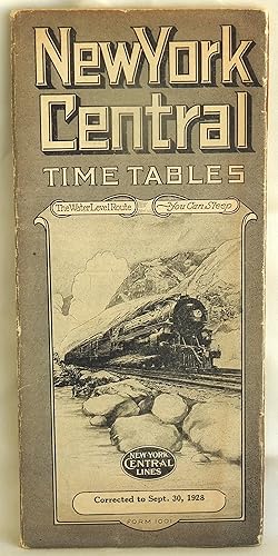 Bild des Verkufers fr New York Central Time Tables: The Water Level Route Form 1001 Corrected to Sept. 30, 1928 zum Verkauf von Argyl Houser, Bookseller