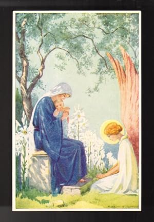 Christ Was Born Among the Lilies Postcard