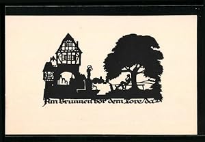 Bild des Verkufers fr Ansichtskarte Am Brunnen vor dem Tore da, Scherenschnitt zum Verkauf von Bartko-Reher