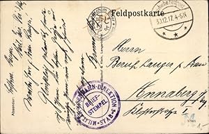 Ansichtskarte / Postkarte Stempel Deutsche Feldpost 1. WK, Militär Eisenbahn Direktion 3, Stab