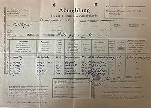 Departure sheet of Miklós Horthy and his family from Weilheim, Germany to Portugal