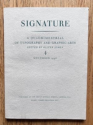 Immagine del venditore per Signature: A Quadrimestrial Of Typography And Graphic Arts No.4 November 1936 venduto da Lott Rare Books