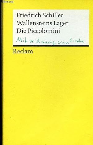 Bild des Verkufers fr Ein dramatisches gedicht wallensteins lager die piccolomini - Collection universal bibliothque n19468 zum Verkauf von Le-Livre
