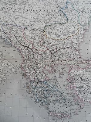 Ottoman Empire Balkans Greece Serbia Bosnia Bulgaria 1861 Tardieu large map