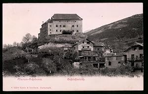 Relief-Ansichtskarte Meran-Schönna, Blick zum Schlosswirth