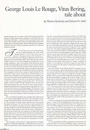 Seller image for George Louis Le Rouge, Vitus Bering and Admiral de Fonte: A Cautionary Tale about 'Cartographic Firsts'. An original article from Map Collector Magazine, 1993. for sale by Cosmo Books