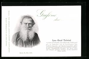 Bild des Verkufers fr Ansichtskarte Leo Graf Tolstoi, Russischer Schriftsteller, Geb. 1828 zum Verkauf von Bartko-Reher