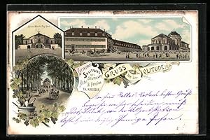 Vorläufer-Lithographie Stuttgart, Hotel, Pension Solitude, 1895