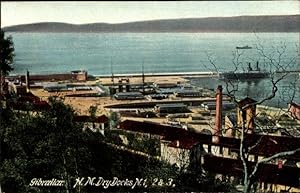 Bild des Verkufers fr Ansichtskarte / Postkarte Gibraltar, H.M. Dry Docks N. 1, 2 und 3 zum Verkauf von akpool GmbH