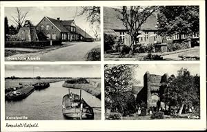 Seller image for Ansichtskarte / Postkarte Reepsholt Friedeburg in Ostfriesland, Gaststtte Alberts, Kanalpartie, Kirche for sale by akpool GmbH