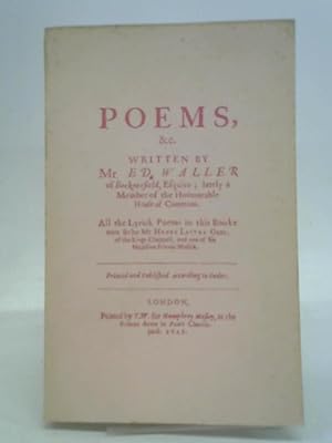 Bild des Verkufers fr Poems 1645 Together with Poems from Bodleian MS Don D 55 zum Verkauf von World of Rare Books