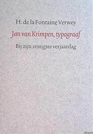 Image du vendeur pour Jan van Krimpen, typograaf: bij zijn zestigste verjaardag mis en vente par Klondyke