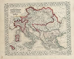 Map of Austrian Empire, Italian States, turkey in Europe and Greece