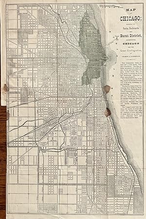 Immagine del venditore per Map of Chicago showing the Parks and Boulevards and Burnt District accompanying Chicago and the Great Conflagration venduto da mediumraremaps.com