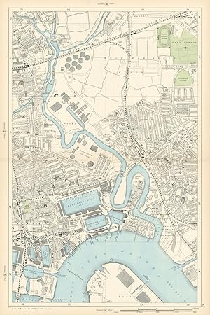 Sheet 49 from Bacon's 1900 London street atlas covering part of East London including Bromley-by-...