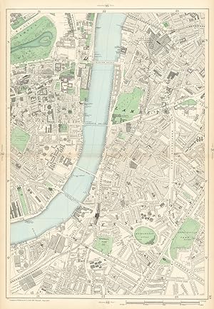 Sheet 53 from Bacon's 1900 London street atlas covering part of South West London including Westm...