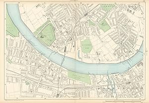 Sheet 59 from Bacon's 1900 London street atlas covering part of South West London including Fulha...