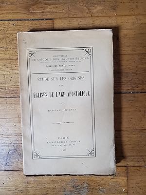 Image du vendeur pour ETUDE SUR LES ORIGINES DE L AGE APOSTOLIQUE. mis en vente par Librairie Sainte-Marie