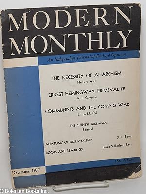 Imagen del vendedor de Modern monthly; an independent journal of radical opinion, vol. X, no. 9 (December 1937) a la venta por Bolerium Books Inc.