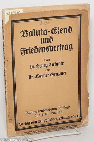 Immagine del venditore per Valuta-Elend und Friedensvertrag venduto da Bolerium Books Inc.