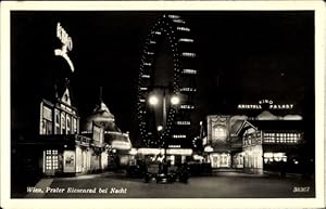 Bild des Verkufers fr Ansichtskarte / Postkarte Wien 2. Leopoldstadt, Prater Riesenrad bei Nacht, Kino zum Verkauf von akpool GmbH