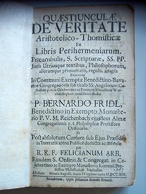 Quaestiunculae de veritate Aristotelico-Thomisticae ex libris Perihermeniarum. Praeambulis, S. Sc...