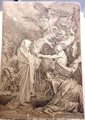 King Saul Consulting The Witch Of Endor. Copper Engraving, c1738