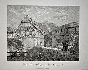 Schloss Wartburg von der Innenseite. Kupferstich 20,5 x 15,8 cm. (Blatt 26 x 21 cm).