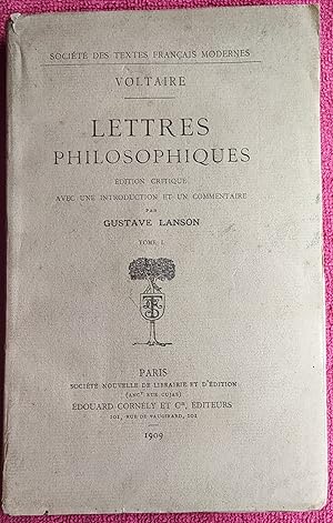 Image du vendeur pour LETTRES PHILOSOPHIQUES - Edition critique avec une introduction et un commentaire par Gustave Lanson - Tome 1 mis en vente par LE BOUQUINISTE