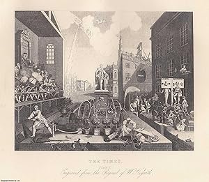 William Hogarth : The Times, plate 2; political commentary by satire and allegory. Steel engravin...
