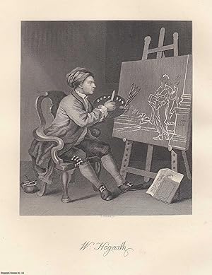 William Hogarth : Hogarth Painting the Comic Muse. Steel engraving, image area 13 x 18 cms approx...