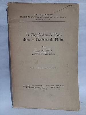 La Signification de l'Art dans les Ennéades de Plotin