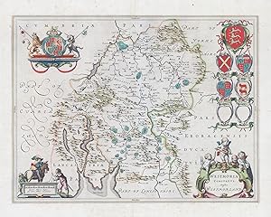 Bild des Verkufers fr 1648 Antique Map WESTMORIA WESTMORLAND by Blaeu Latin Edition (LM32-38) zum Verkauf von Antique Paper Company