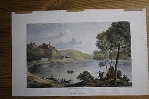 Rheinfels (bei St. Goar) - Kolorierter Stahlstich von J. Edwards nach Capt. Batty. Aus: Robert Ba...