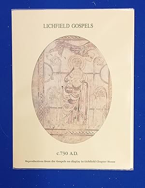 Lichfield Gospels c. 730 A.D. - reproductions from the Gospels on display in Lichfield Chapter Ho...
