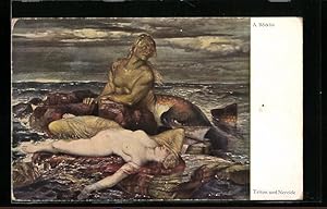 Seller image for Knstler-Ansichtskarte Arnold Bcklin: Triton und Nereide for sale by Bartko-Reher